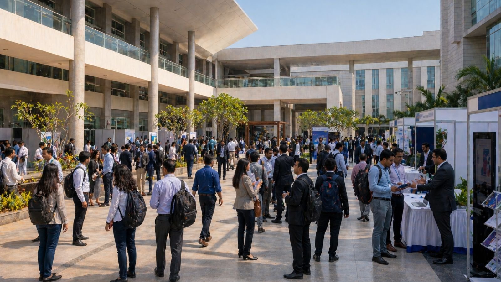 Vibrant Gujarat Regional Conference 2026 attendees networking at AURO University Surat