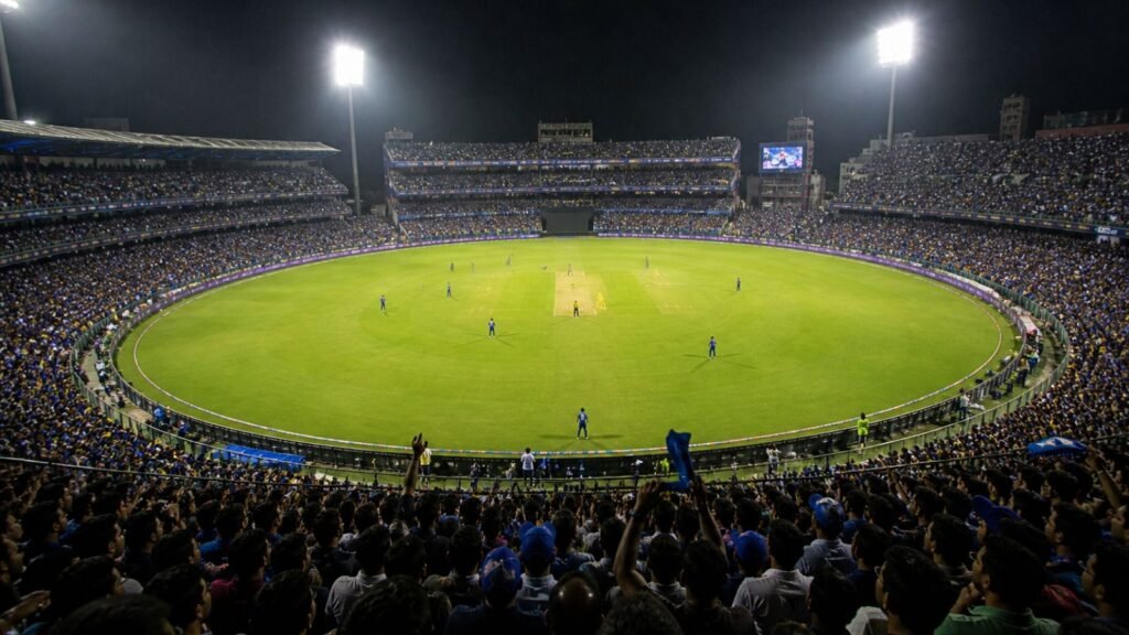 Night cricket match at a packed stadium, DC vs CSK IPL 2026 preview