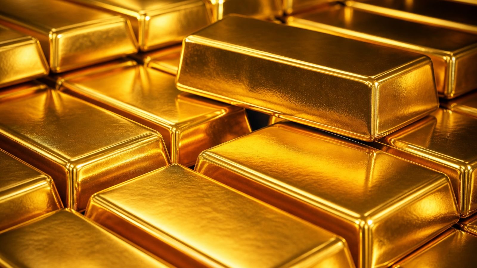 Gold bars stacked, hinting at gold price forecast and investment potential.