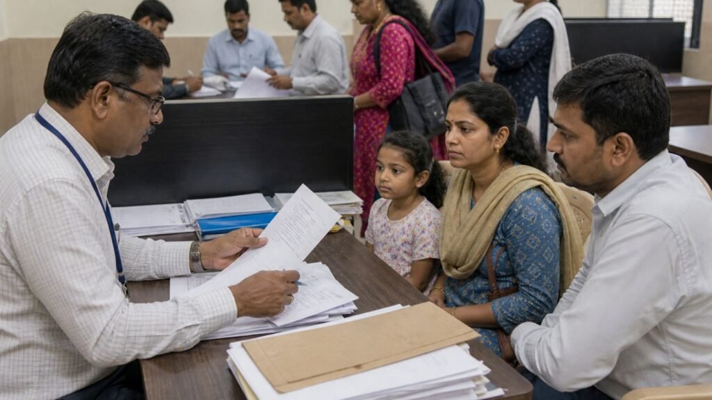 Gujarat RTE lottery result check with family at admission office