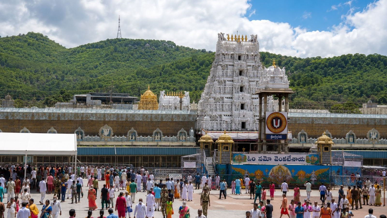 Tirumala Temple complex with crowds of pilgrims, June 2026 outlook