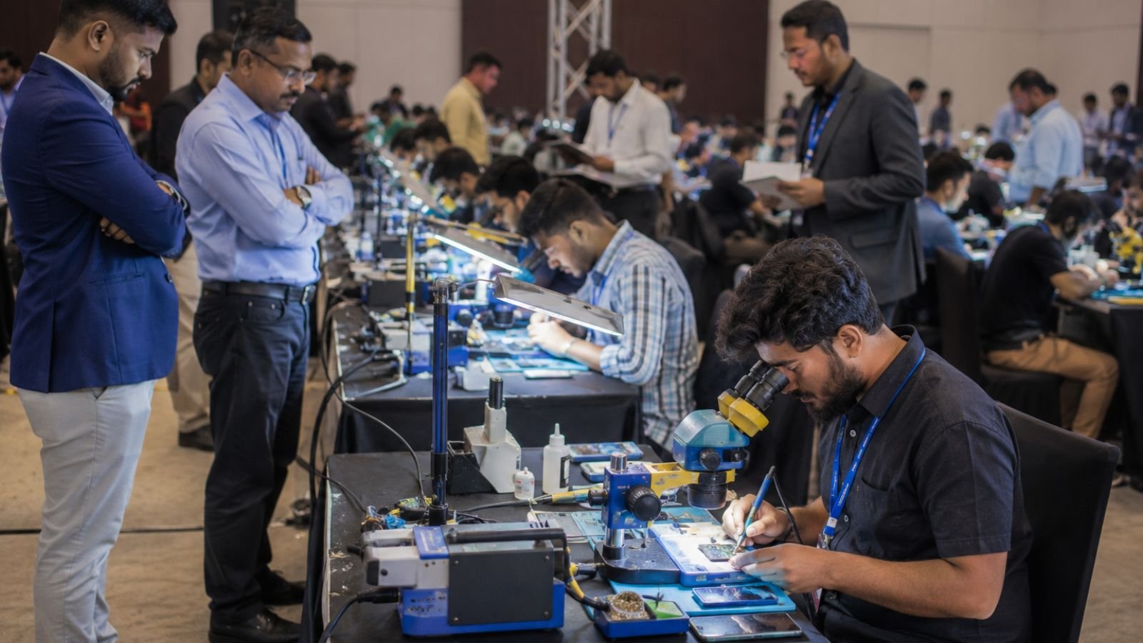 CGC India 2026 attendees participate in a mobile repair workshop.