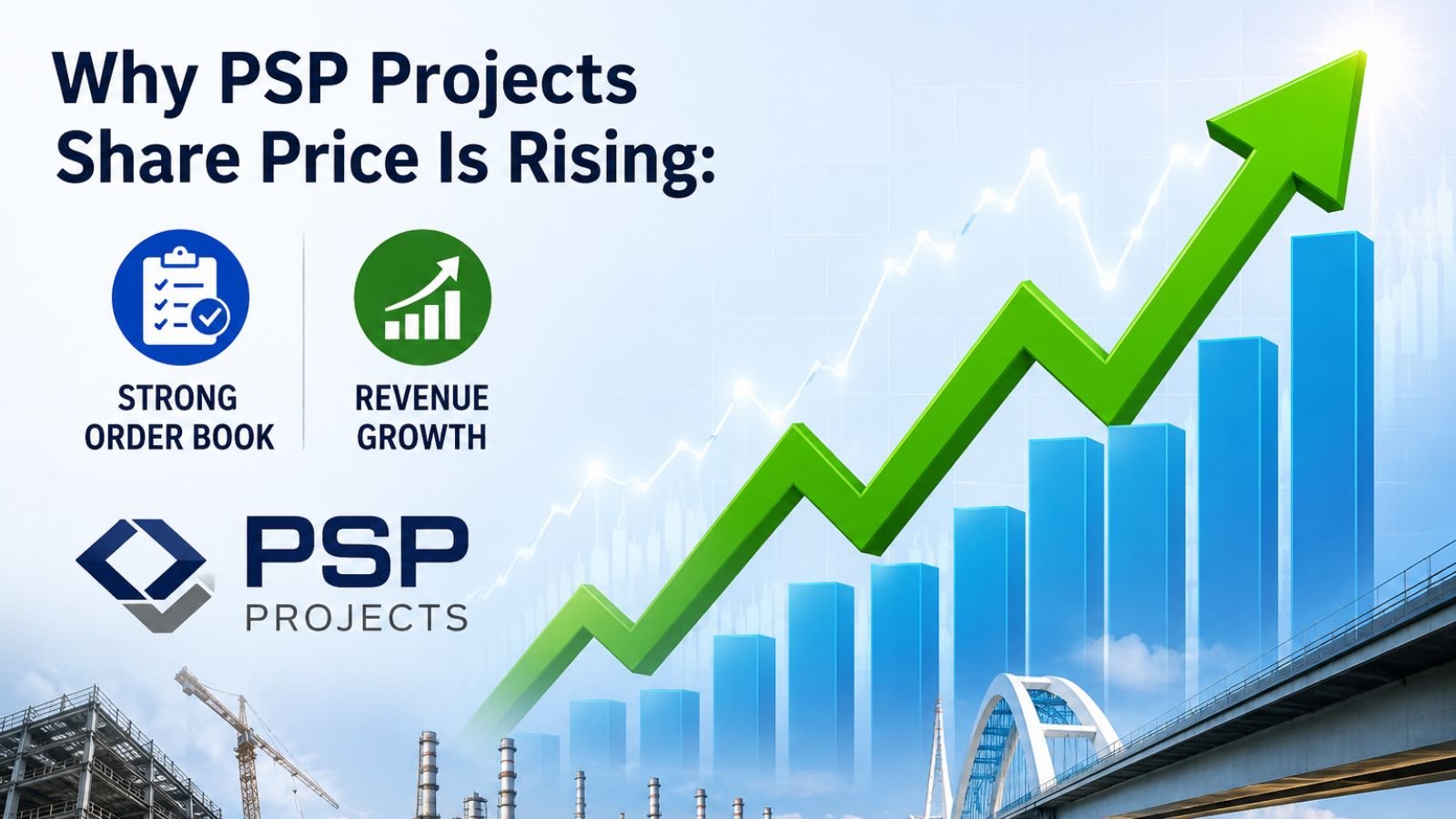 PSP Projects share price rising graph with strong order book and revenue growth