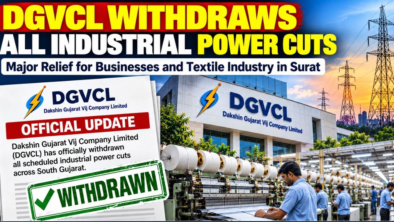 DGVCL withdraws industrial power cuts; relief for Surat businesses and textile industry.