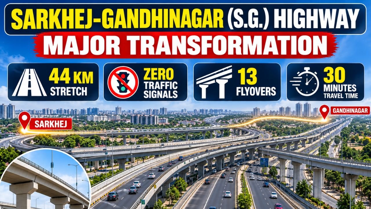 Sarkhej-Gandhinagar Highway major transformation: 13 flyovers, 30 min travel time.